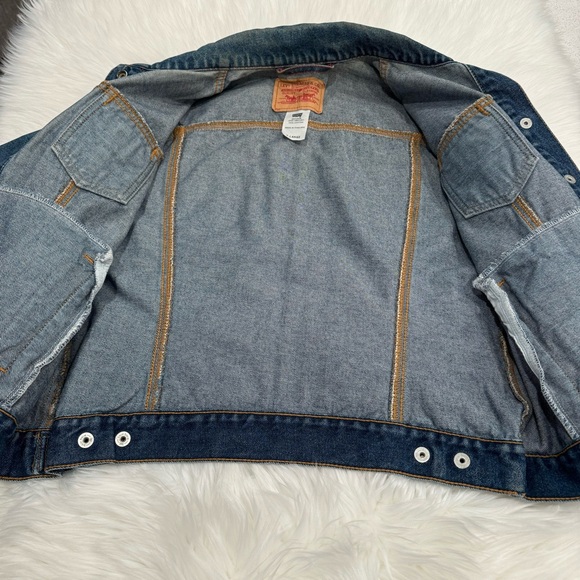 Levi’s vintage denim jean jacket medium dark wash snap buttons XL - Picture 8 of 16